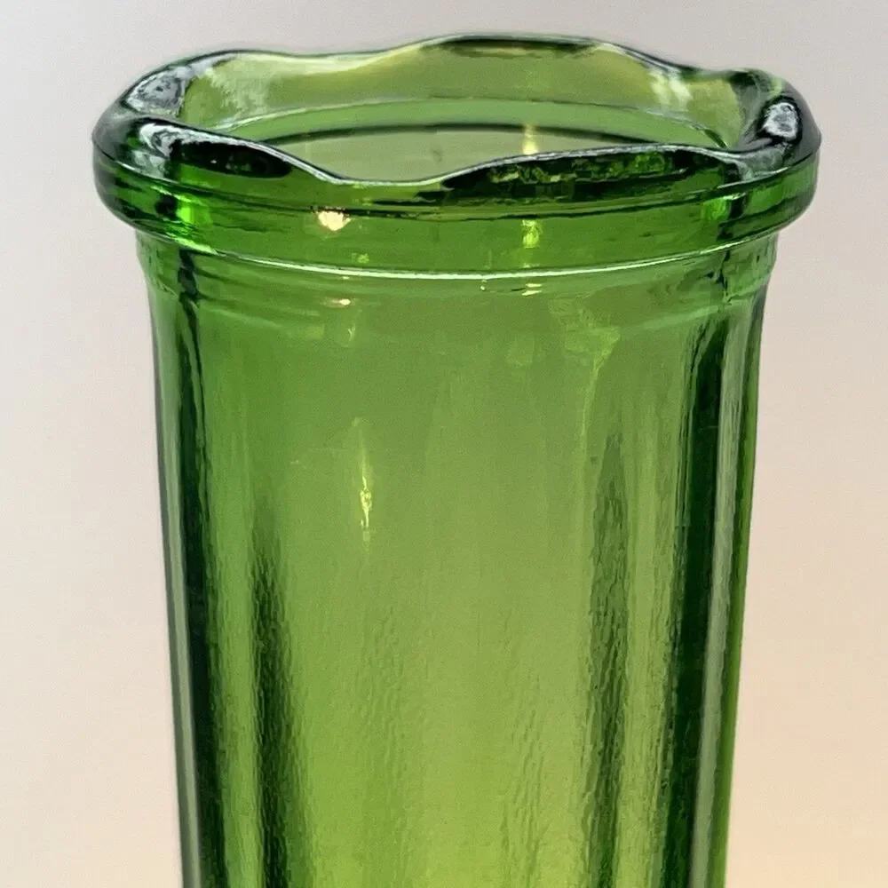 Vintage-Retro Emerald Green Bud Vase-Ribbed Base/Scalloped Rim –Numbered 9”